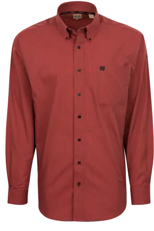 Cinch Micro Striped Button-Front Shirt - Coral