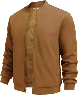COOFANDY Men's Lightweight Bomber Jacket Casual Stylish Fall Jackets Full Zip Knit Jackets Varsity Textured Coat