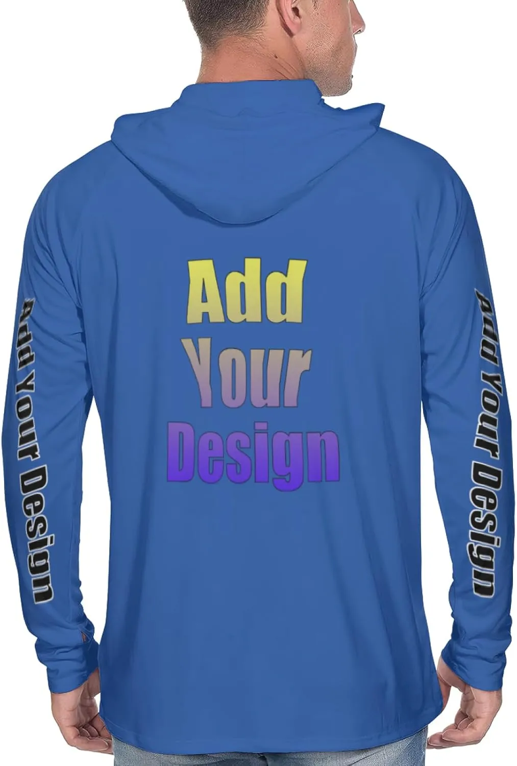 Custom Men's Sun Protection Hoodie - Personalized UPF 50  Outdoor Long Sleeve Shirt for Hiking, Fishing & Swimming