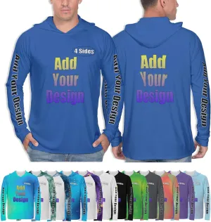 Custom Men's Sun Protection Hoodie - Personalized UPF 50  Outdoor Long Sleeve Shirt for Hiking, Fishing & Swimming