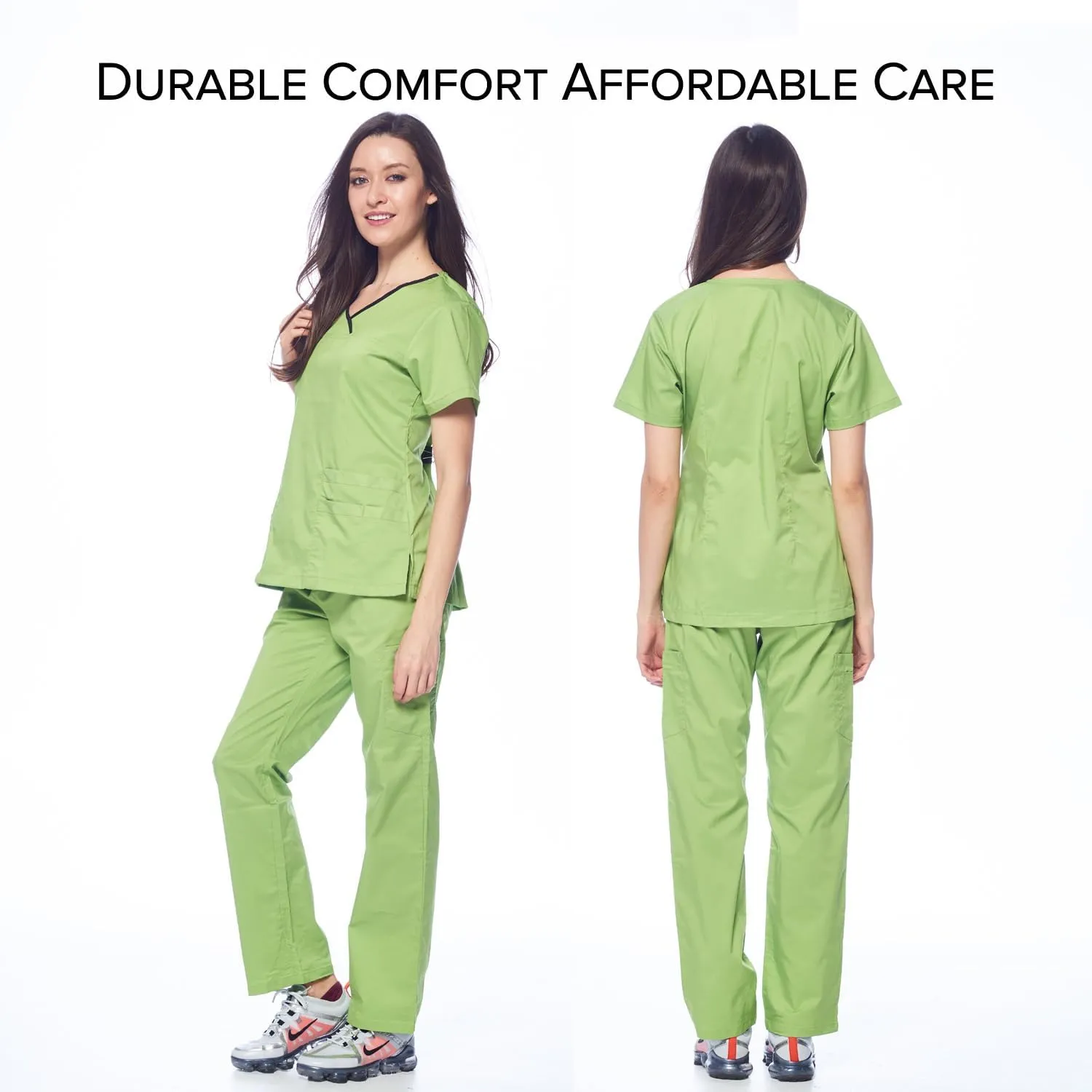 Dagacci Medical Uniform Women's Scrub Set Stretch Contrast Binding Top and Pants