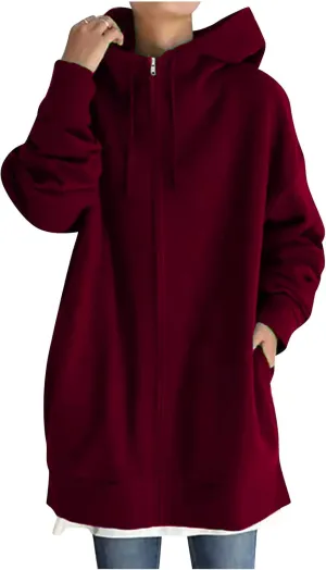 DASAYO Womens Long Oversized Hoodies Plus Size Pullover Hooded Hem Top Sweater Sweatshirts Winter Ouffits with Slit Pockets