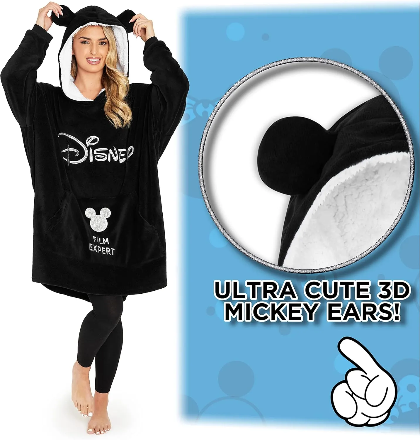 Disney Women's Hoodies, Oversized Blanket Hoodie, Minnie and Mickey Gifts