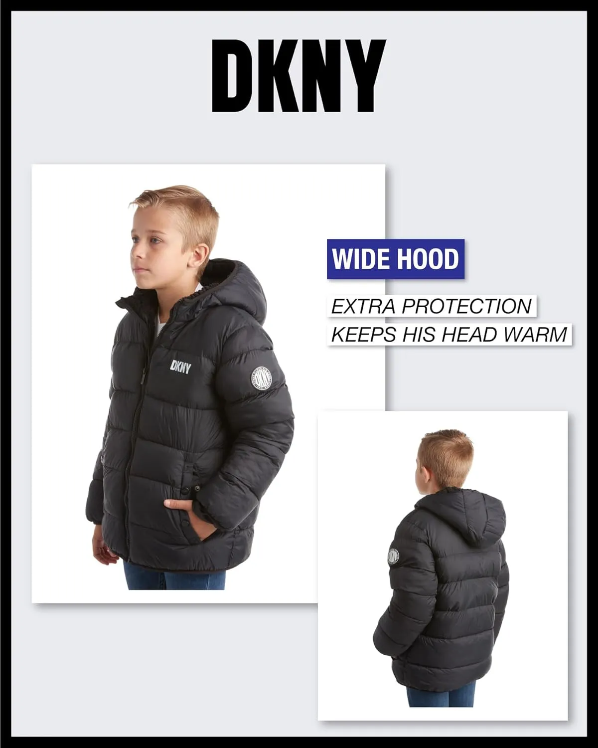 DKNY Boys' Winter Jacket - Heavyweight Sherpa Lined Bubble Puffer Coat with Convenient Pockets - Jacket for Boys (Size: 4-20)