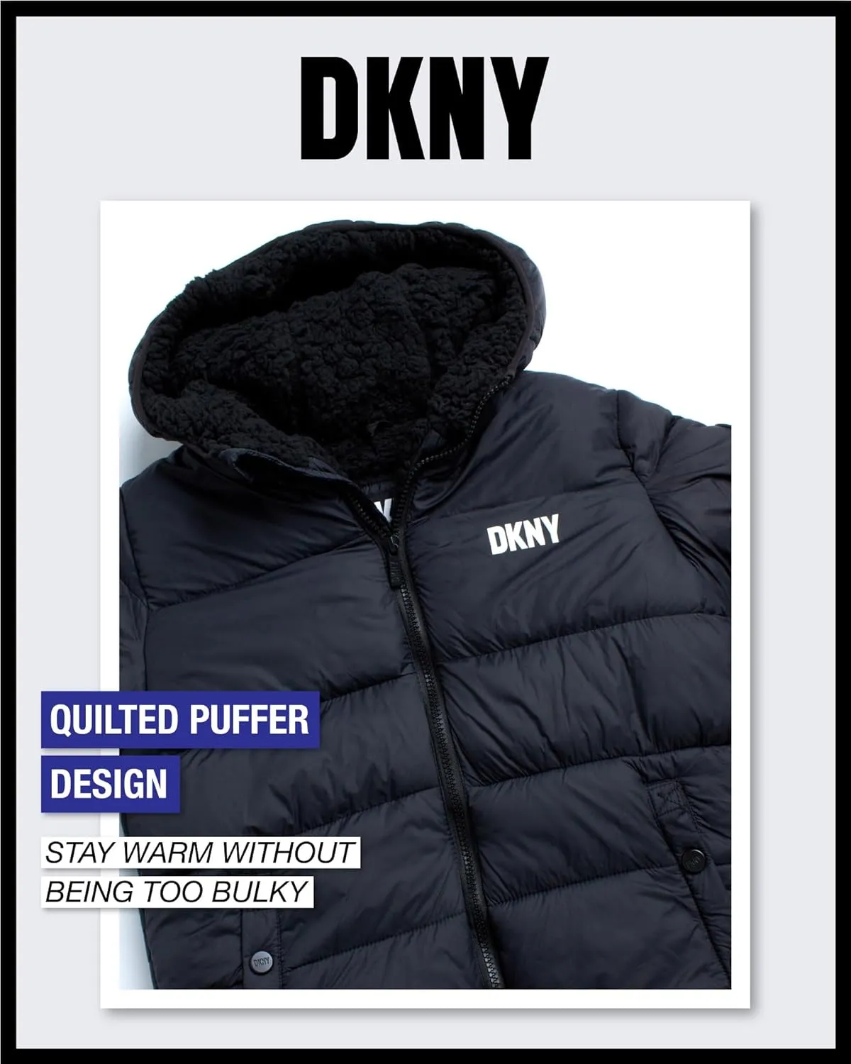DKNY Boys' Winter Jacket - Heavyweight Sherpa Lined Bubble Puffer Coat with Convenient Pockets - Jacket for Boys (Size: 4-20)