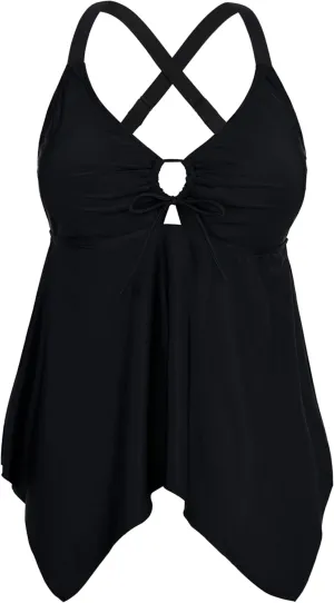 Firpearl Women's Tankini Swimsuits Modest Flowy Crossback Plus Size Bathing Suit Top