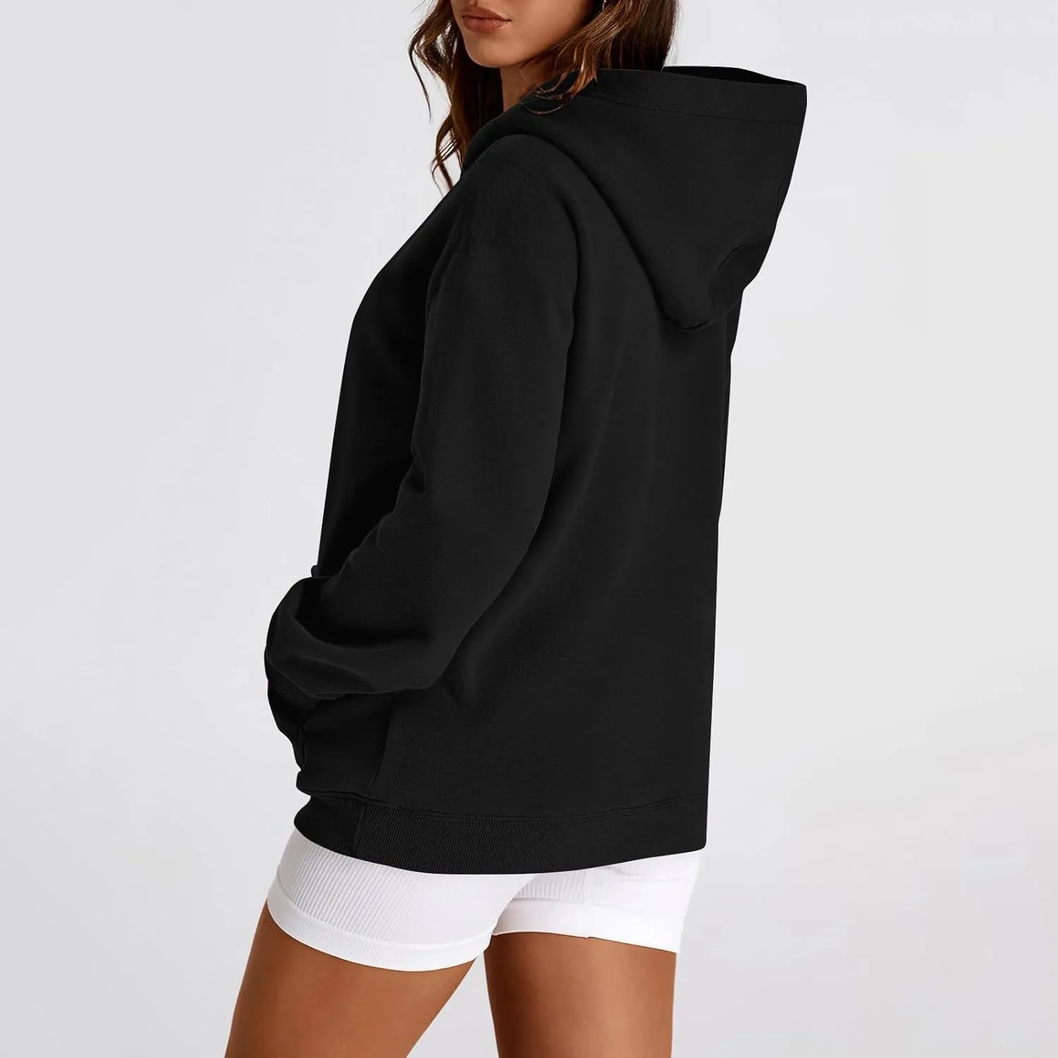 Fleece Hoodies for Women Trendy Lightweight Oversized Sweatshirt Baggy Drawstring Y2K Hoodie Pullover Tops w/Pockets