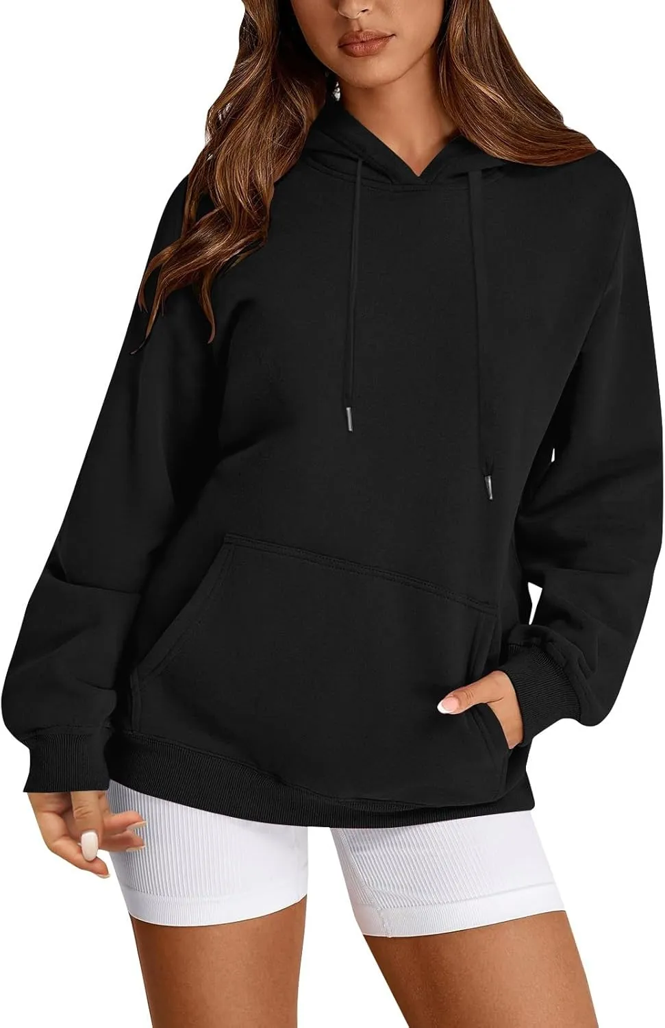 Fleece Hoodies for Women Trendy Lightweight Oversized Sweatshirt Baggy Drawstring Y2K Hoodie Pullover Tops w/Pockets