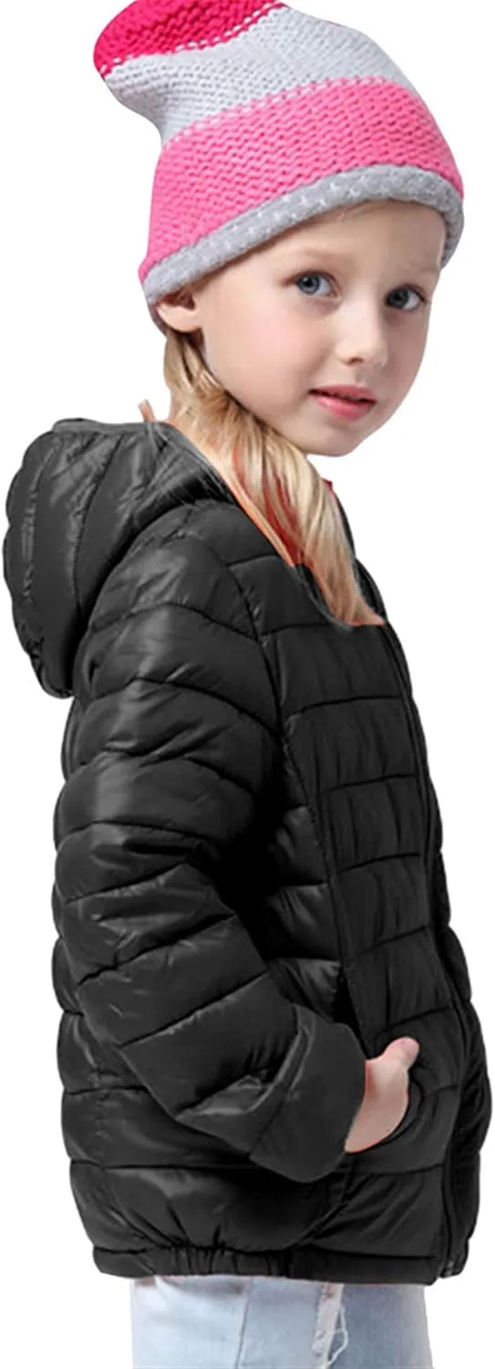 FLITAY Kid Winter Looser Fit Hooded Down Jacket Lightweight Warm Packable Jacket with Pocket