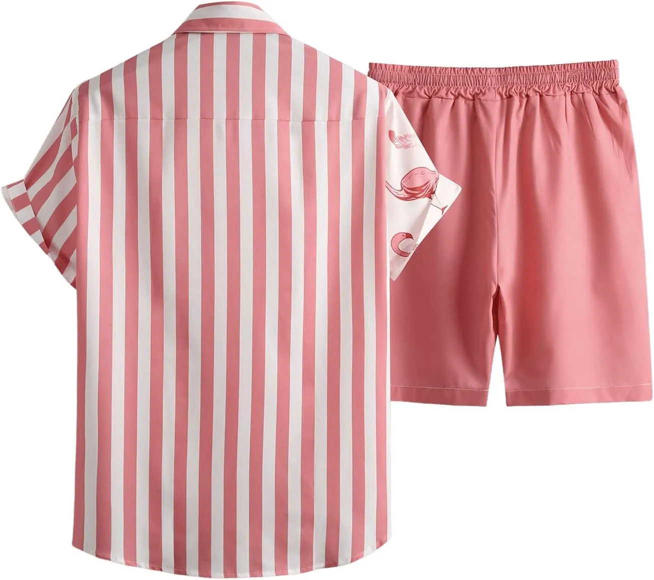Floerns Men's Two Piece Outfit Printed Shirt Top and Drawstring Waist Shorts Set