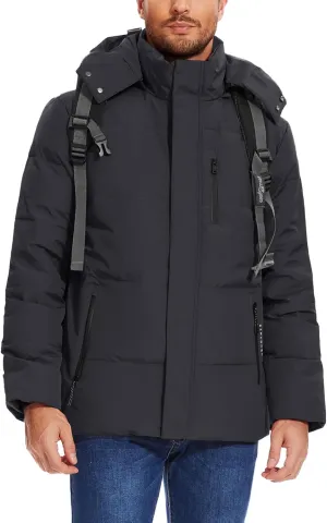 Flygo Puffer Jacket Men Down Jackets Winter Coats Waterproof Thicken Insulated Hooded Quilted Parka Snow Jacket