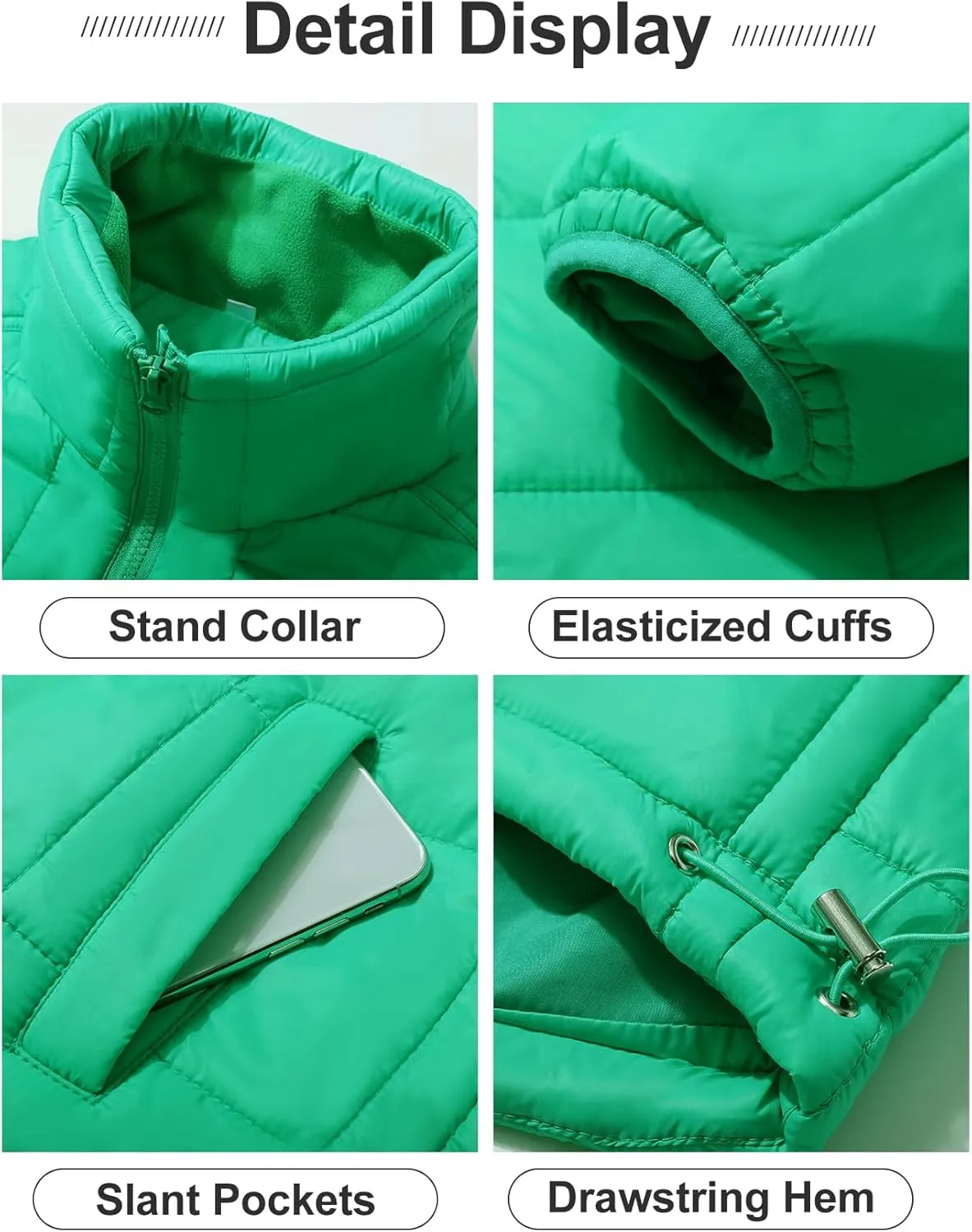Flygo Women Lightweight Quilted Puffer Jacket Long Sleeve Zip Packable Down Jackets Coat