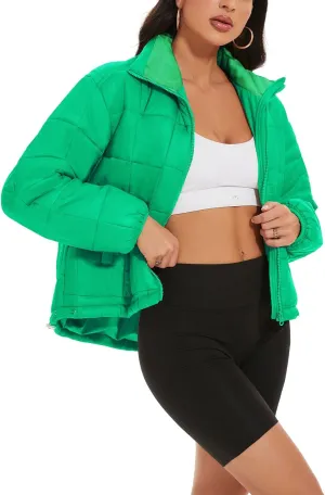 Flygo Women Lightweight Quilted Puffer Jacket Long Sleeve Zip Packable Down Jackets Coat