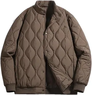 Fnfmrfmr Men Solid Stand Collar Jacket Parka Warm Loose Casual Puffer Cotton Padded Jackets Coat