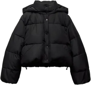 Fnfmrfmr Womens Cropped Solid Puffer Jacket Casual Winter Parka Short Cotton Padded Jacket Coat