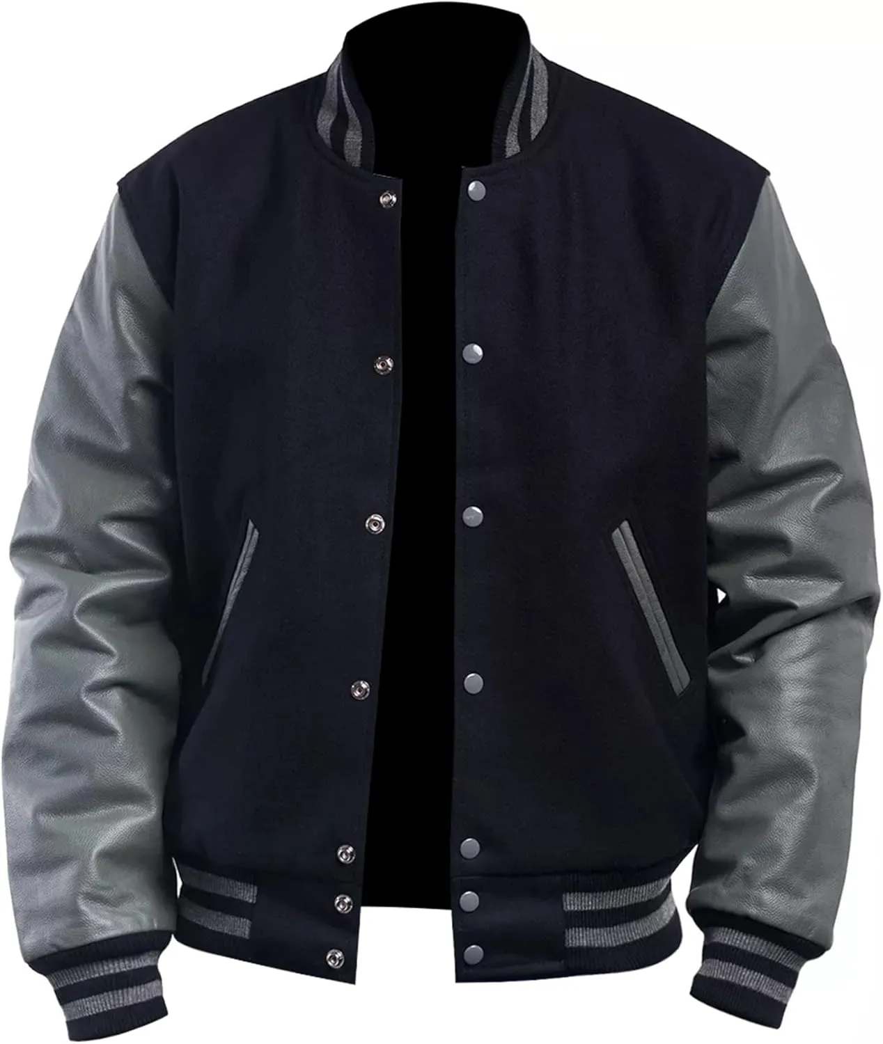 Genuine Leather Sleeves American Varsity Baseball Jacket Men - Premium Boys College Letterman Jacket
