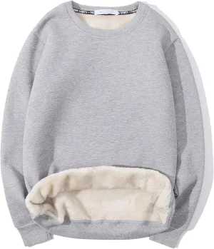 Gihuo Men's Crewneck Sweatshirt Winter Warm Sherpa Lined Pullover Fleece Top Sweatshirt