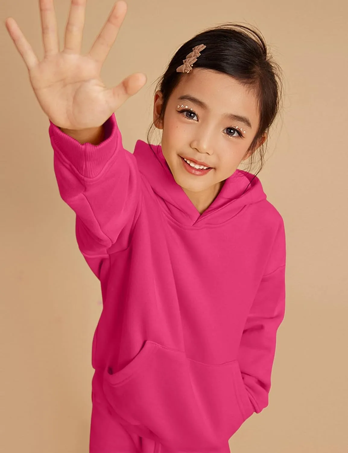 Gihuo Unisex Boys Girls Winter Sherpa Lined Hoodie Kid's Fleece Pullover Hooded Sweatshirt