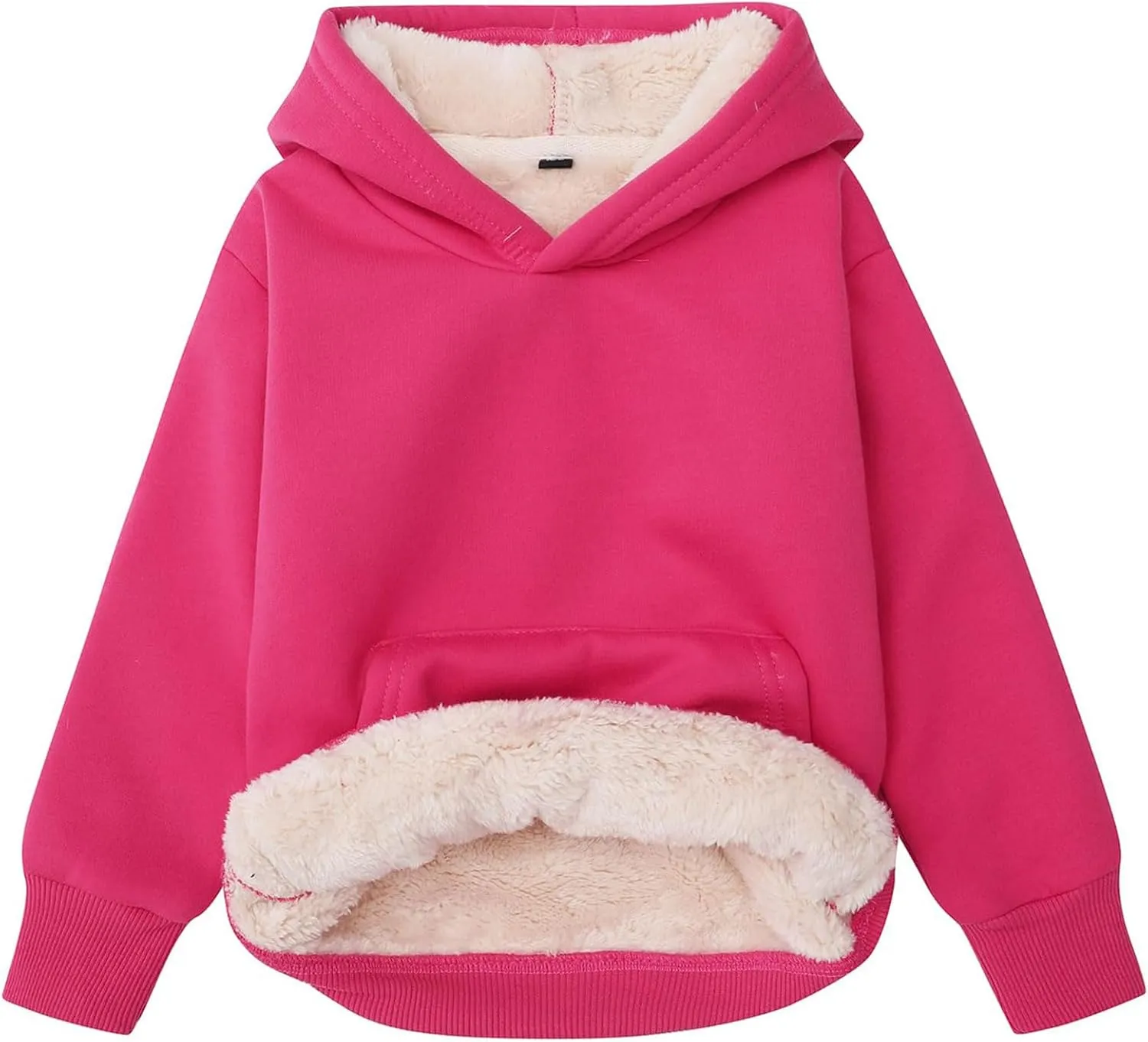 Gihuo Unisex Boys Girls Winter Sherpa Lined Hoodie Kid's Fleece Pullover Hooded Sweatshirt