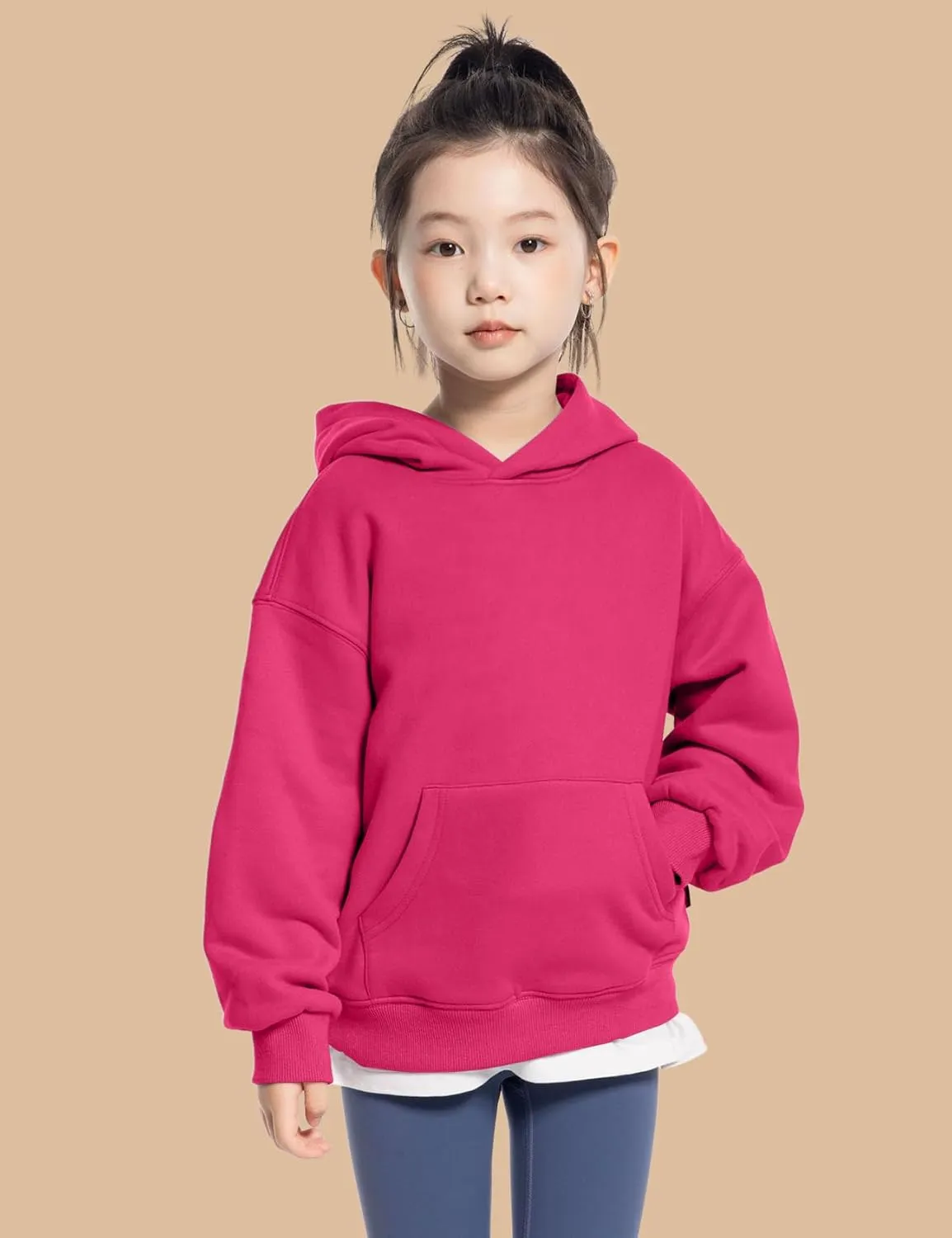 Gihuo Unisex Boys Girls Winter Sherpa Lined Hoodie Kid's Fleece Pullover Hooded Sweatshirt
