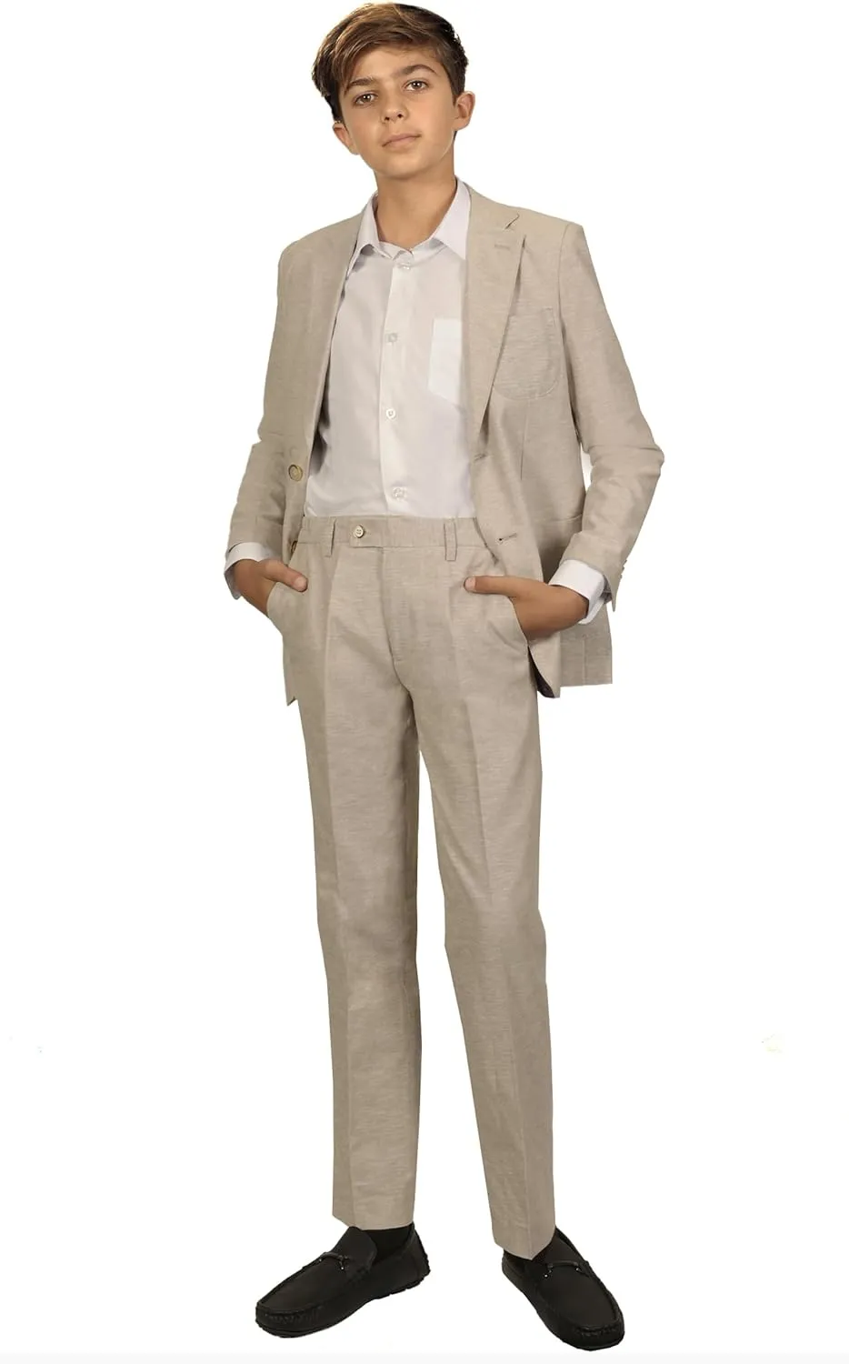 Gioberti Kids and Boys Linen Suit Set Jacket and Dress Pants