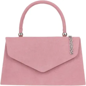 Girly HandBags Top Handle Faux Suede Clutch Bag Grab Holder Womens Handbag