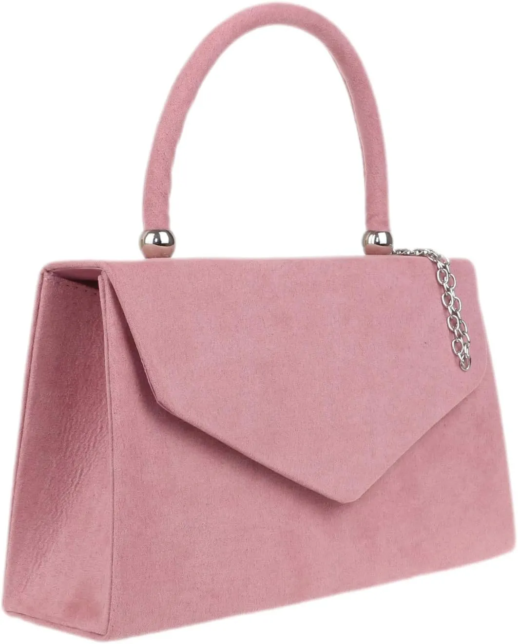 Girly HandBags Top Handle Faux Suede Clutch Bag Grab Holder Womens Handbag