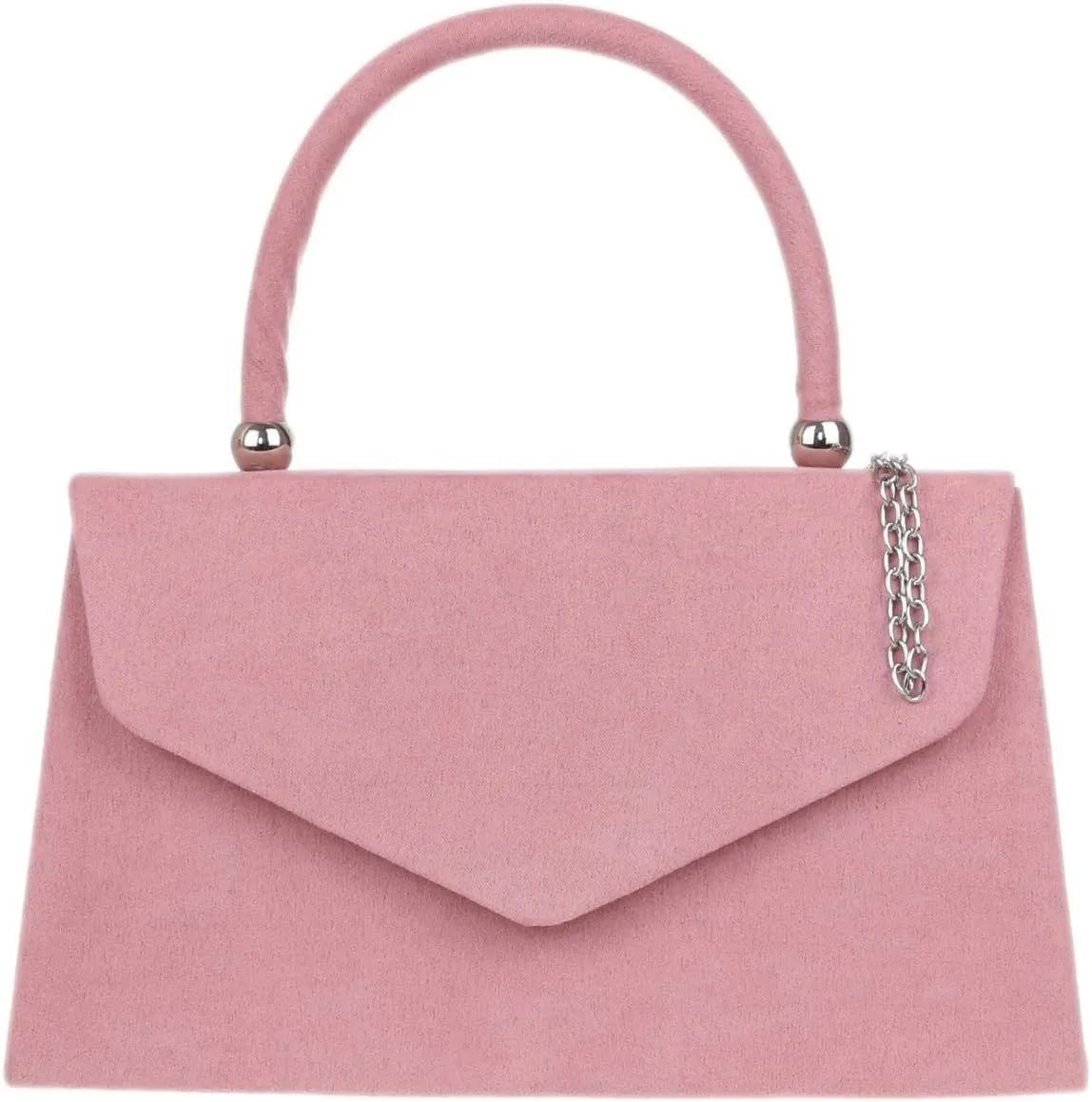 Girly HandBags Top Handle Faux Suede Clutch Bag Grab Holder Womens Handbag