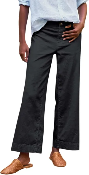 GOFULY Linen Palazzo Pants 2025 Vacation Summer Button Zipper Lounge Pants High Rise with Pocket Elegant Solid Beach Clothes