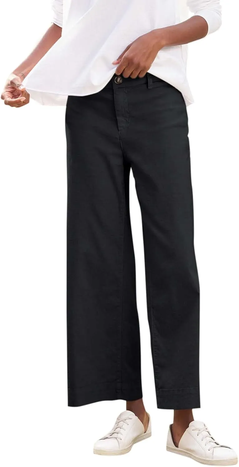 GOFULY Linen Palazzo Pants 2025 Vacation Summer Button Zipper Lounge Pants High Rise with Pocket Elegant Solid Beach Clothes