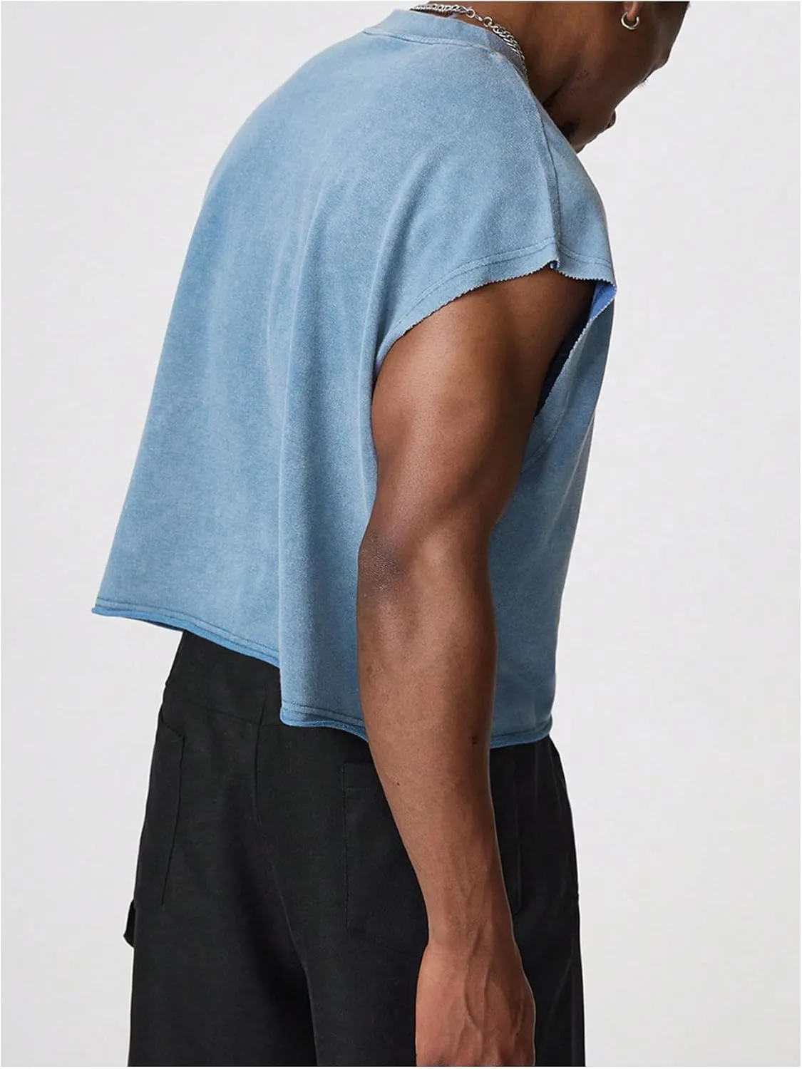 GORGLITTER Men's Dolman Sleeve Crop Vest Top Crewneck Loose Pullover Tank Tops