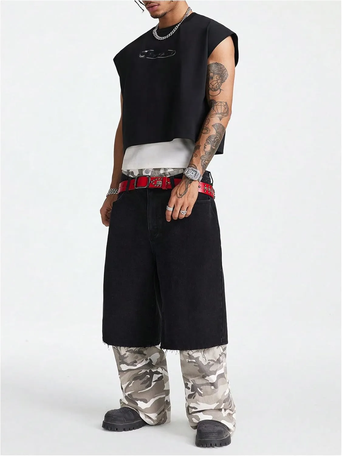 GORGLITTER Men's Dolman Sleeve Crop Vest Top Crewneck Loose Pullover Tank Tops