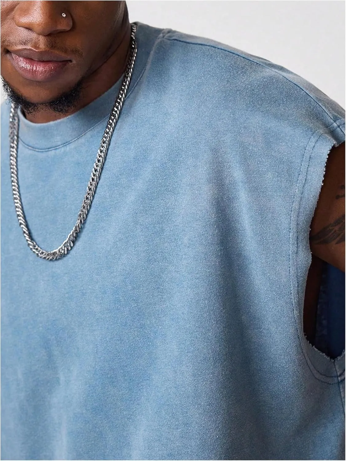 GORGLITTER Men's Dolman Sleeve Crop Vest Top Crewneck Loose Pullover Tank Tops
