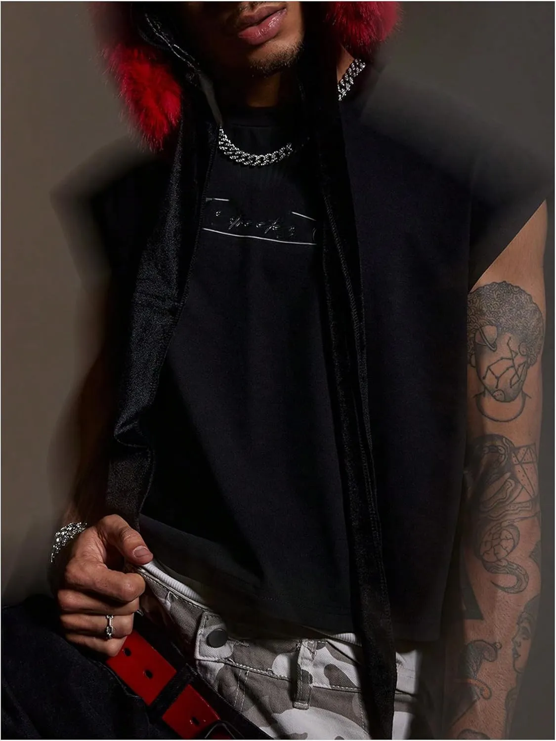 GORGLITTER Men's Dolman Sleeve Crop Vest Top Crewneck Loose Pullover Tank Tops