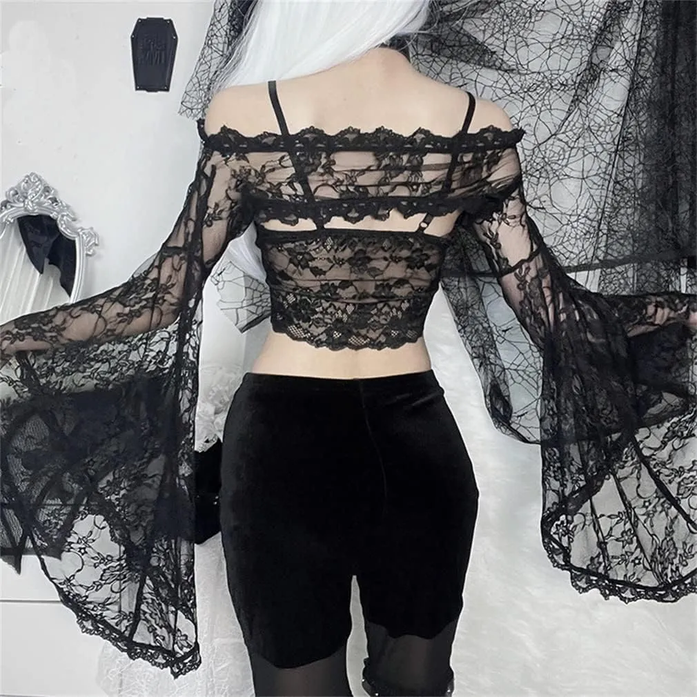 Goth Lace Shrug Fashion Trendy Crop Top Shrugs for Women