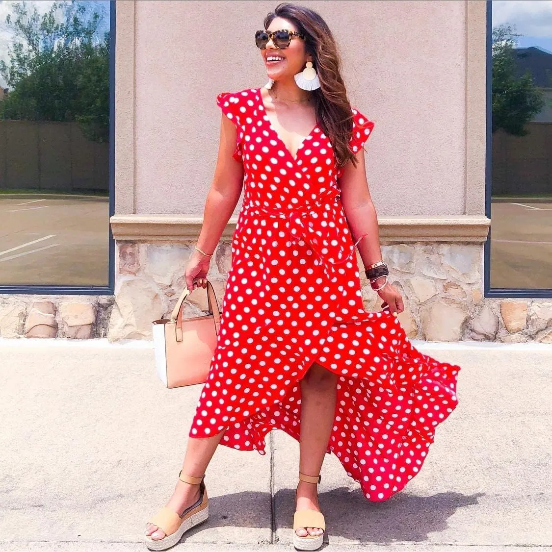 GRECERELLE 2025 Women's Spring Summer Boho Floral Print V-Neck Faux Wrap Maxi Dress for Wedding Guest, Graduation, Party