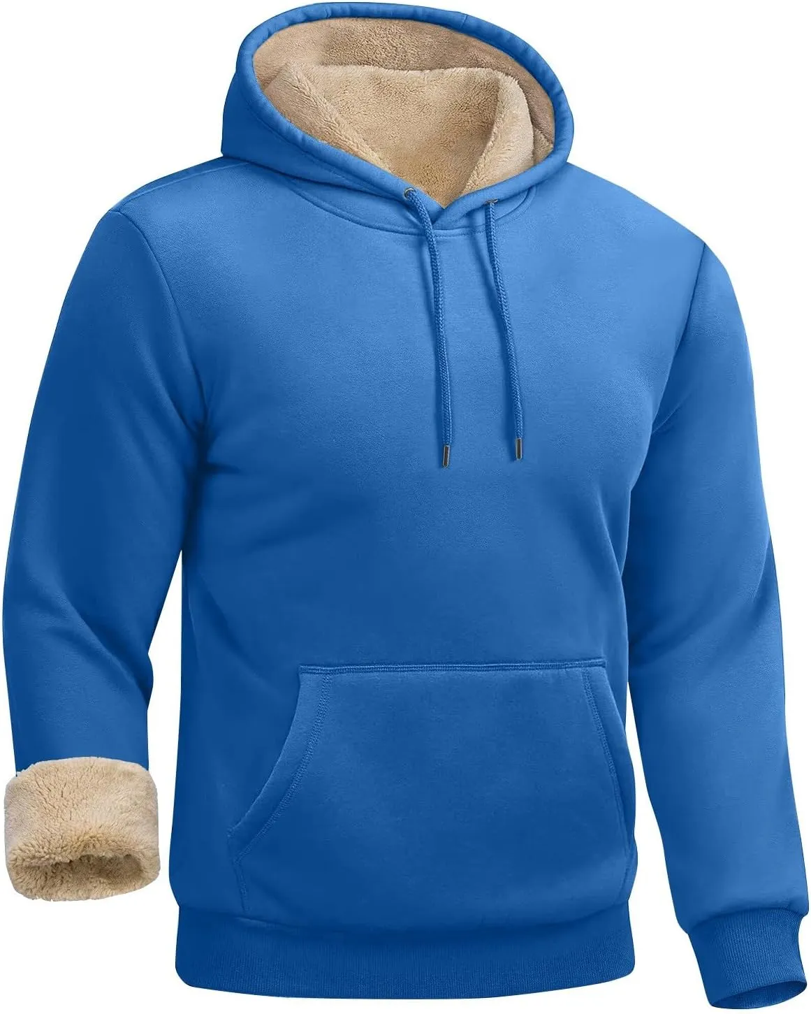 Heavy Hoodies for Men Sherpa Fleece Lined Thermal Pullover Sweatshirt Heavyweight Hooded Coat Warm Sweater w/Pockets