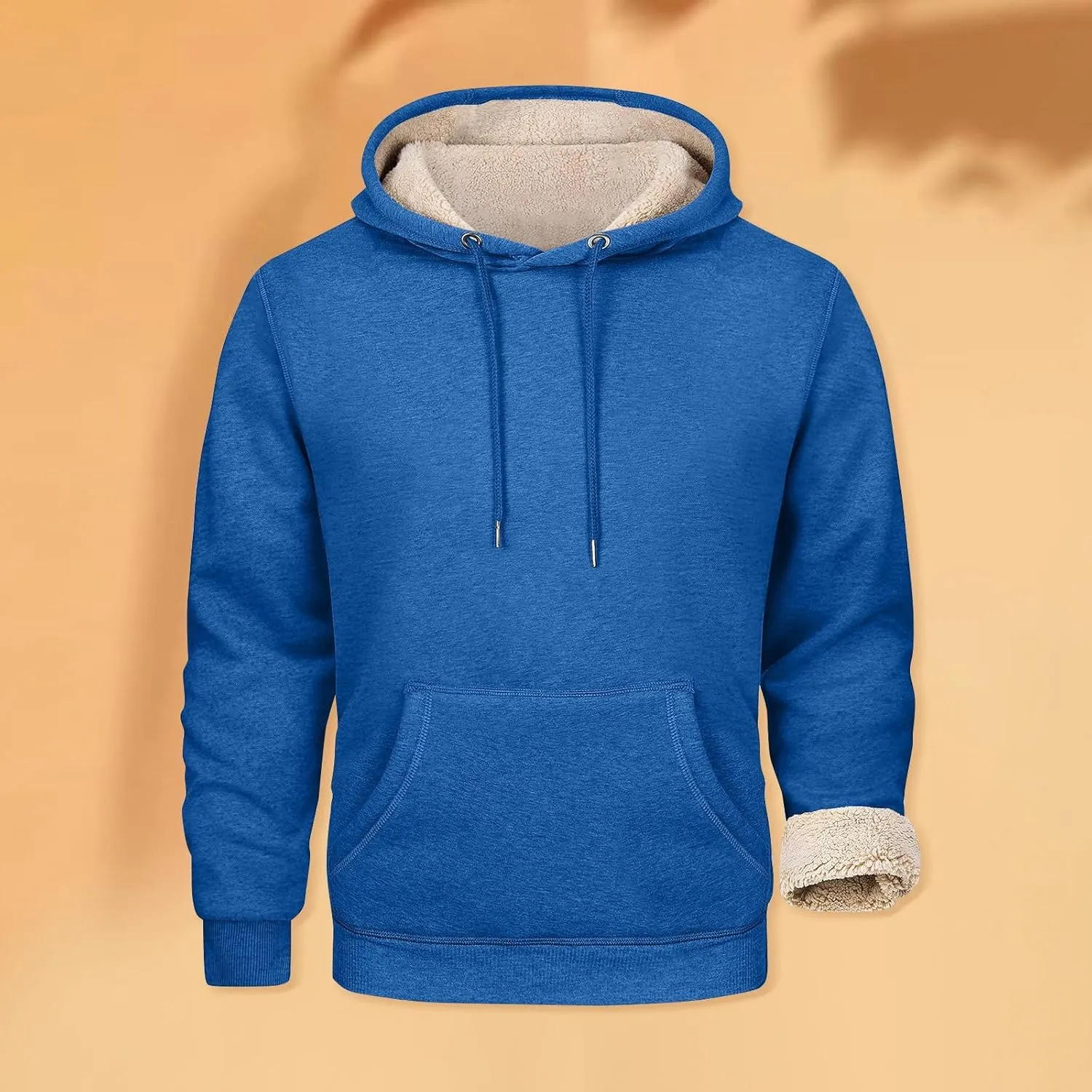 Heavy Hoodies for Men Sherpa Fleece Lined Thermal Pullover Sweatshirt Heavyweight Hooded Coat Warm Sweater w/Pockets