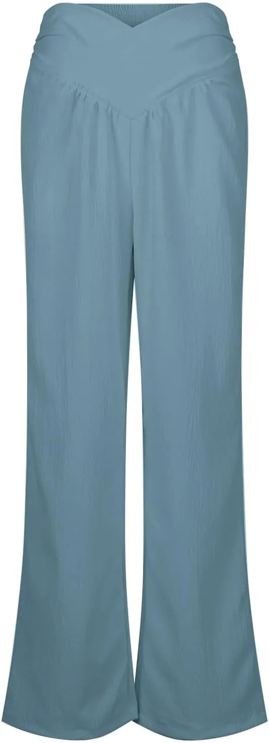 High Waist Baggy Cargo Linen Pants Women Pocket Fashion Casual Straight Wide Leg Y2K Cargo Pants Baggy Pant Plus Size