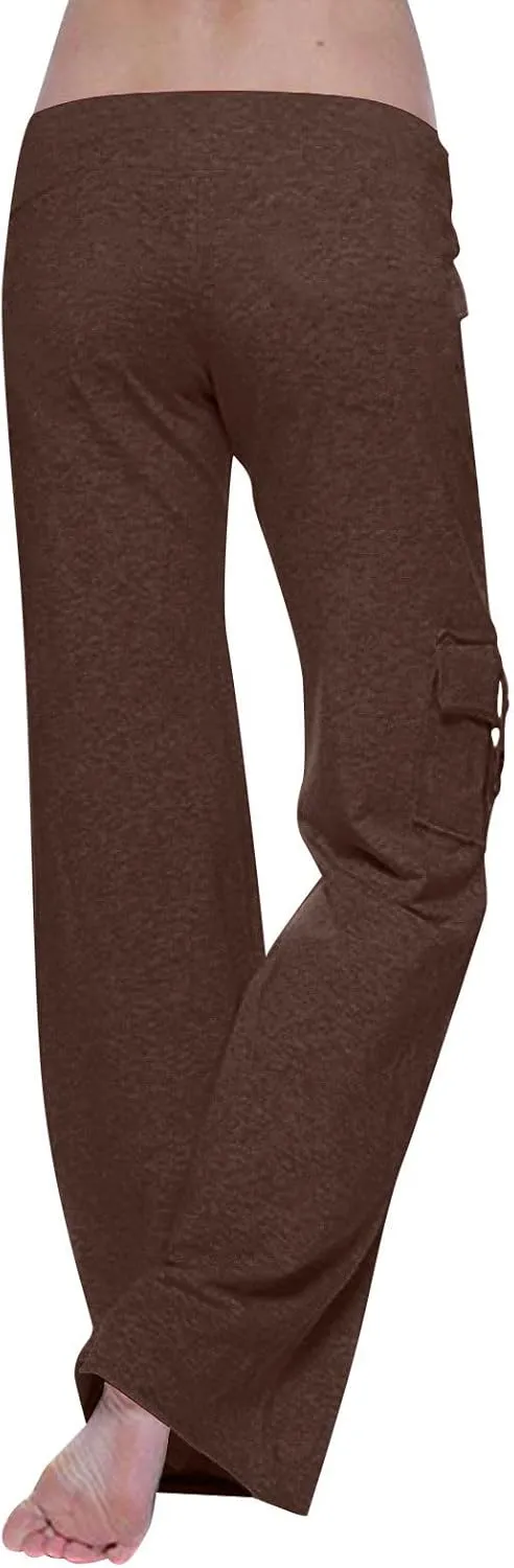 High Waist Stretch Cargo Pants for Women Casual Military Army Cargo Combat Work Pants with Pockets Bootcut Trousers
