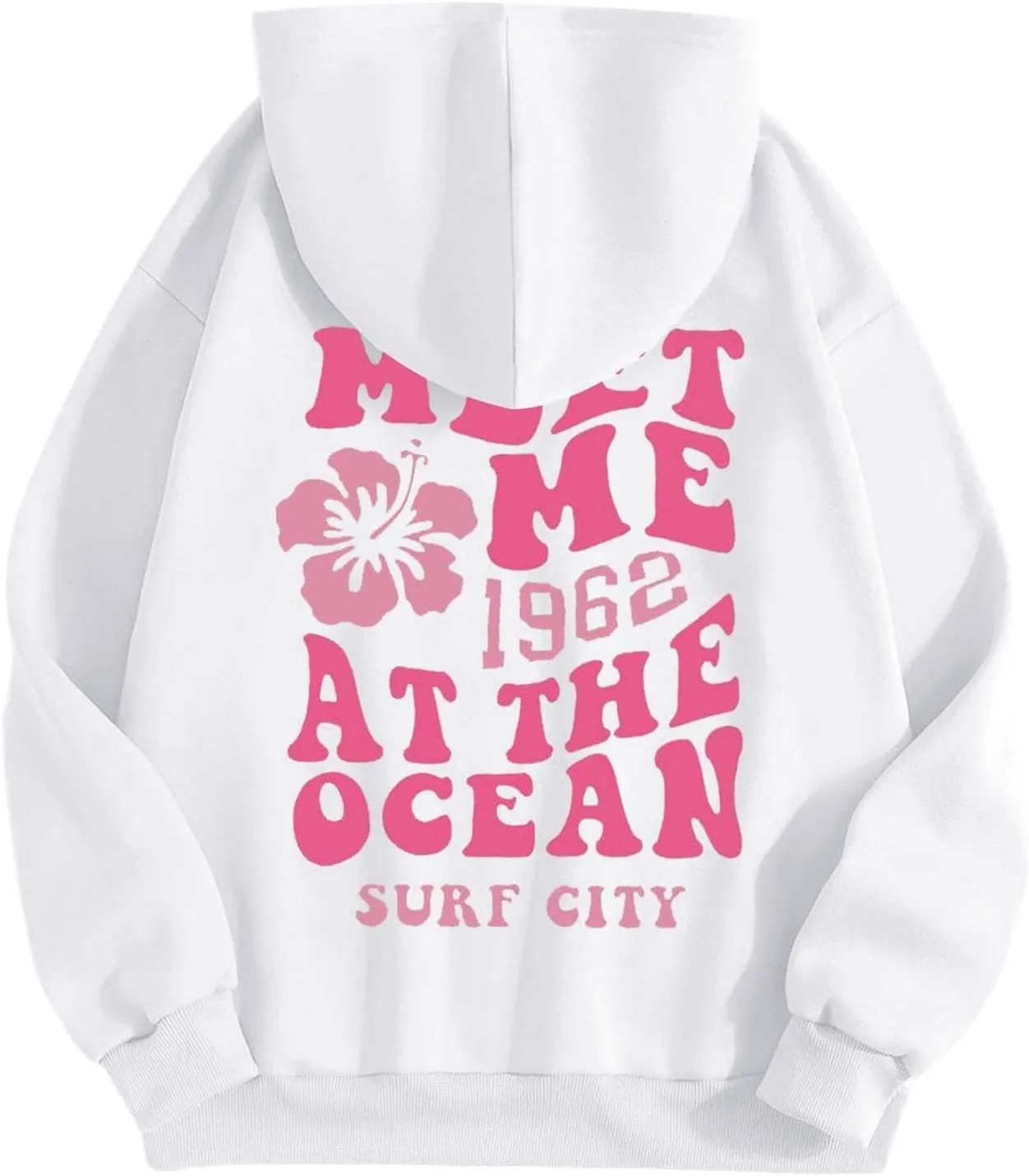hoodies for women,Preppy Casual Letter Floral Print Sweatshirt Drawstring Oversized Graphic Pullover Cute Hoodies