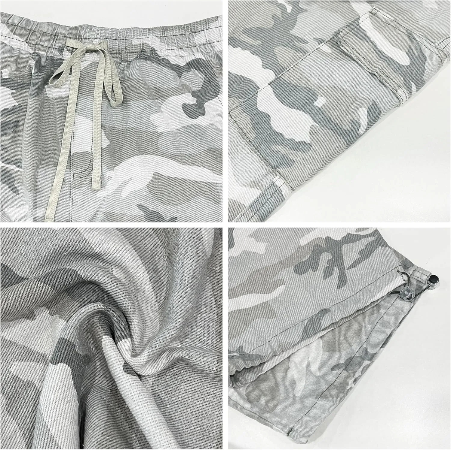 HVEPUO Camo Pants Women High Waisted Wide Leg Casual Y2K Camoflage Cargo Pants Baggy Elastic Waist Straight Jeans Trousers