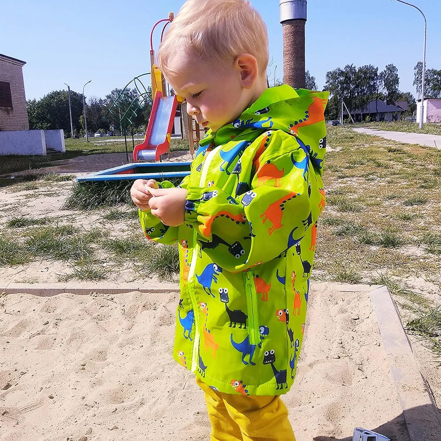 HZXVic Toddler Boys Raincoat Waterproof,Lightweight Kids Rain Poncho Jacket Windbreaker Outwear Coat