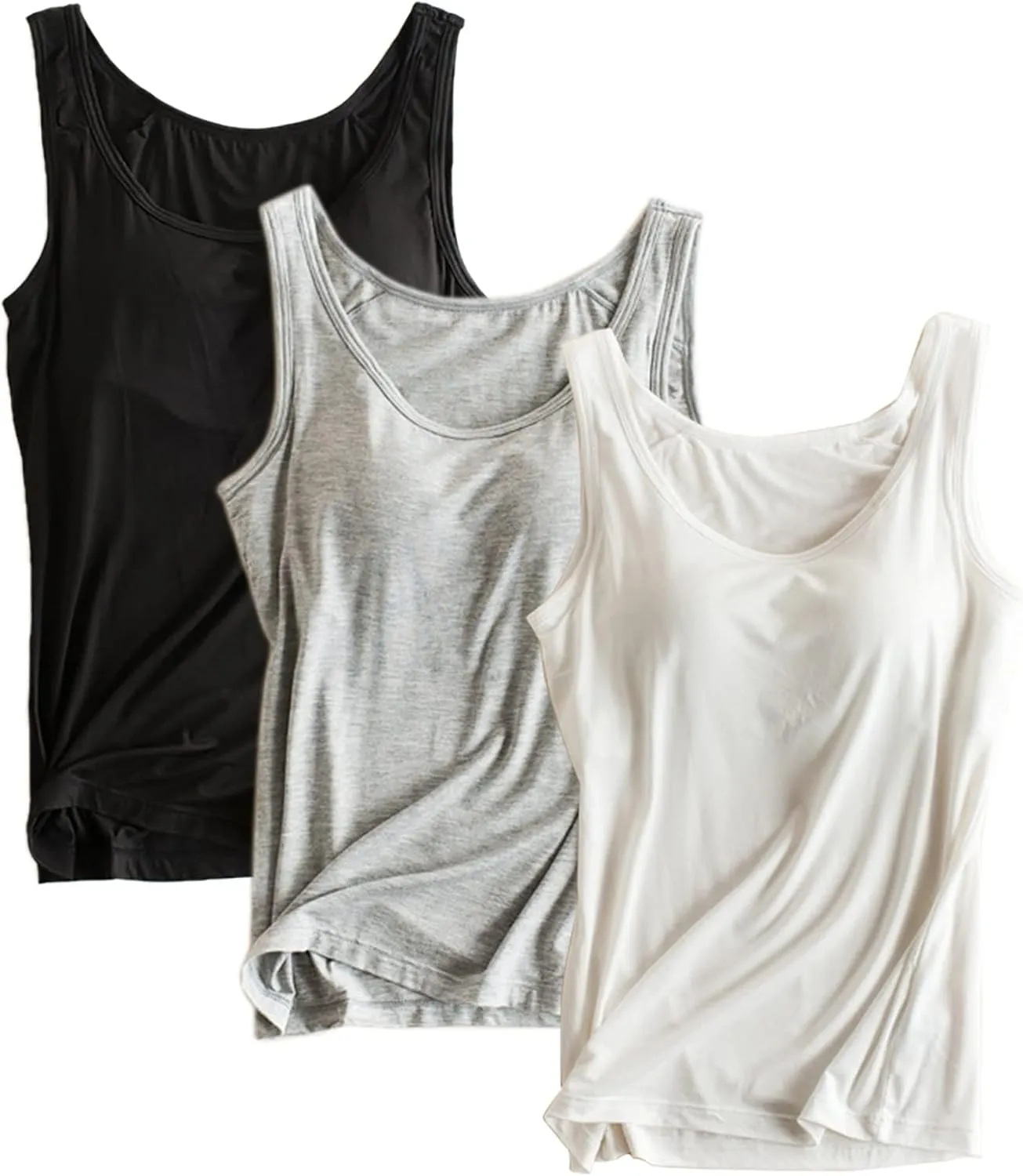 Ibeauti Womens Camisoles Tops with Built in Padded Bra Basic Breathable Tank Top