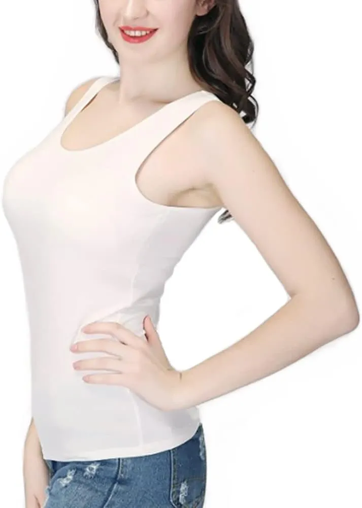 Ibeauti Womens Camisoles Tops with Built in Padded Bra Basic Breathable Tank Top