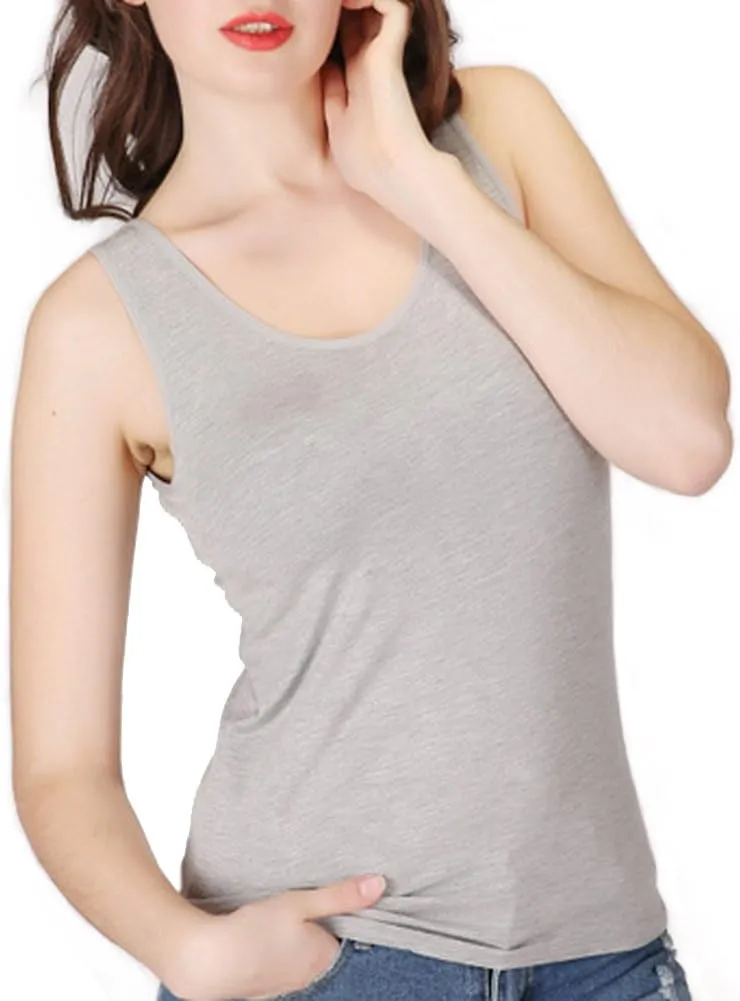 Ibeauti Womens Camisoles Tops with Built in Padded Bra Basic Breathable Tank Top