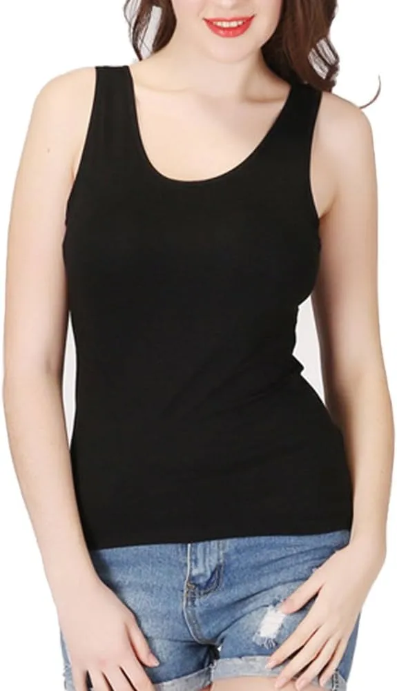 Ibeauti Womens Camisoles Tops with Built in Padded Bra Basic Breathable Tank Top