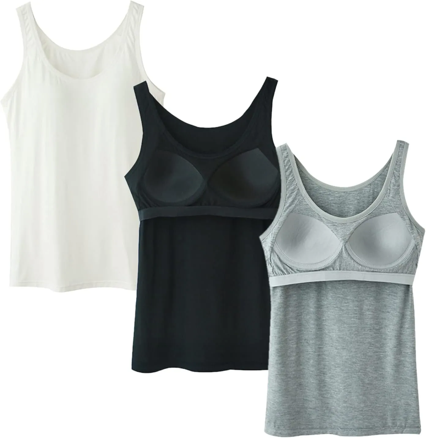 Ibeauti Womens Camisoles Tops with Built in Padded Bra Basic Breathable Tank Top