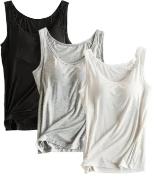 Ibeauti Womens Camisoles Tops with Built in Padded Bra Basic Breathable Tank Top