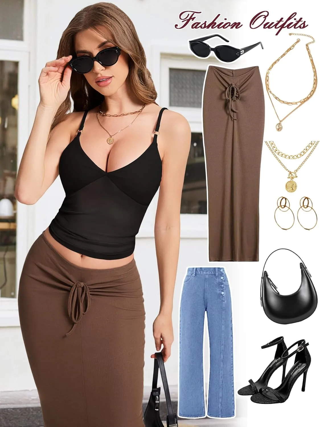 Jenbou Women's Y2K Mesh Tank Top Sexy Going Out Outfits V Neck Spaghetti Strap Camisole Backless Summer Tops Shirt
